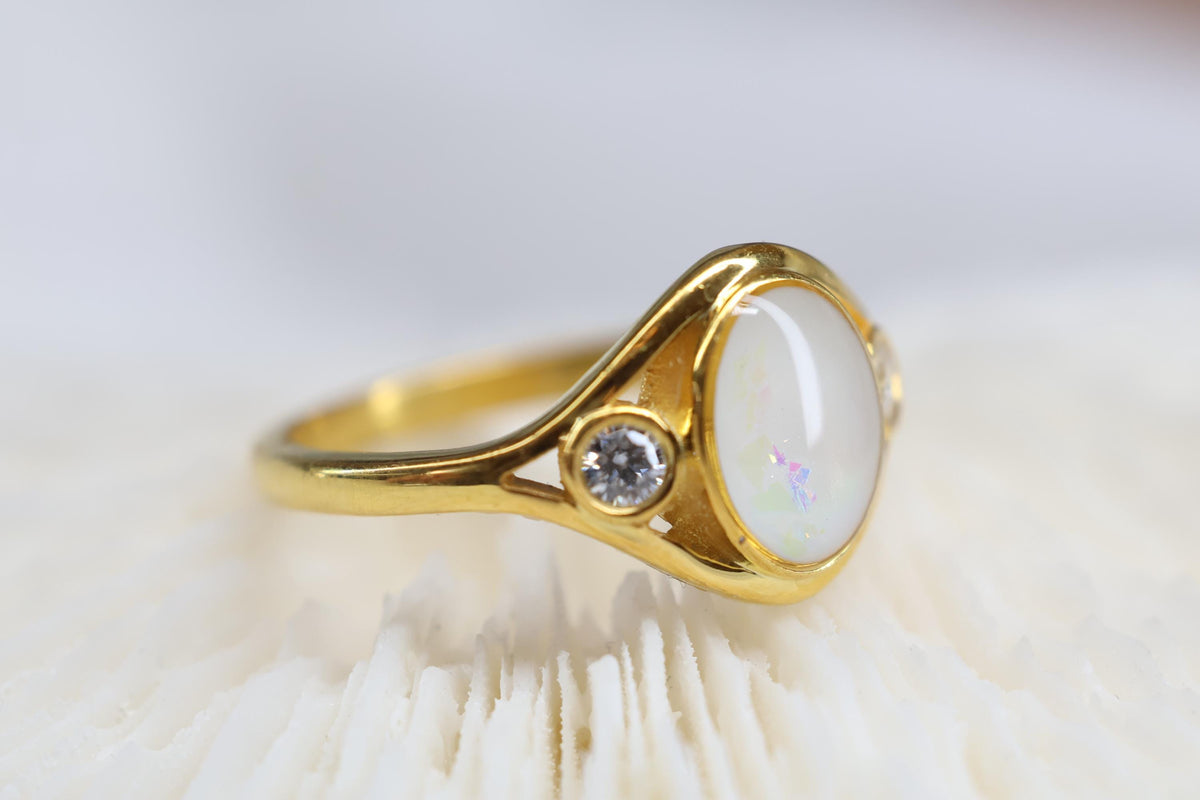 Oval Opal Arch Breastmilk Ring