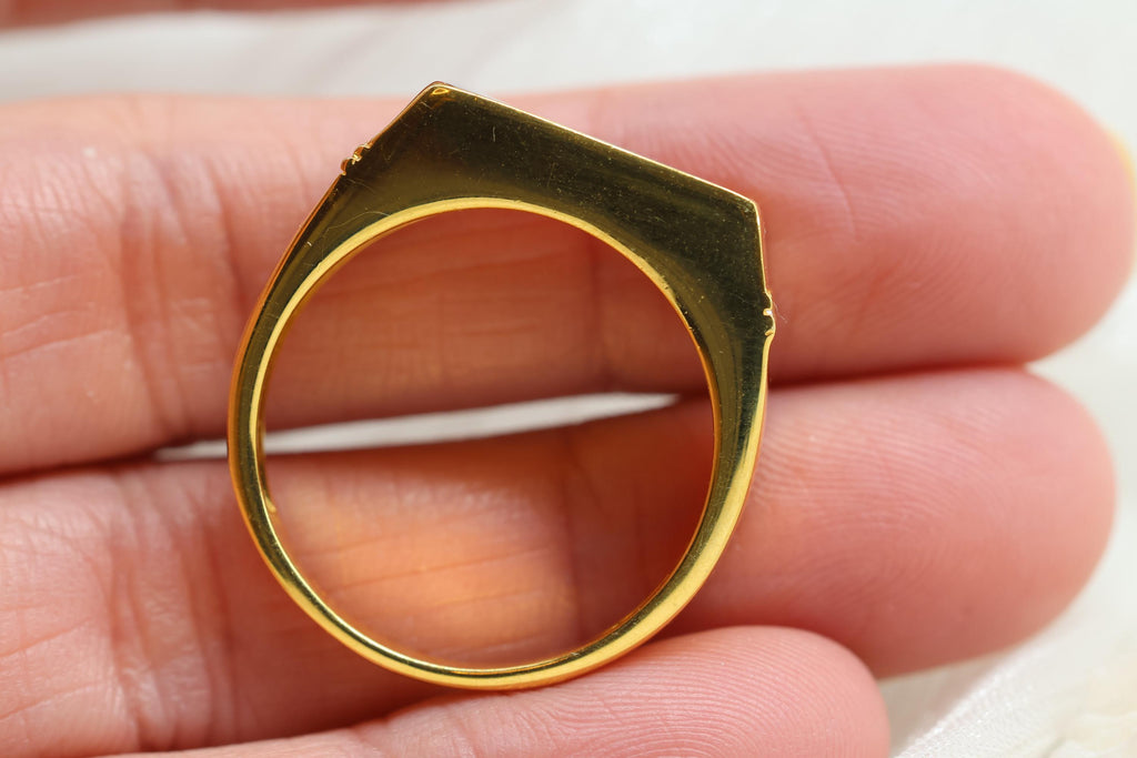 Black Chunky Signet CZ Cremation Ring, Chunky Ashes Keepsake