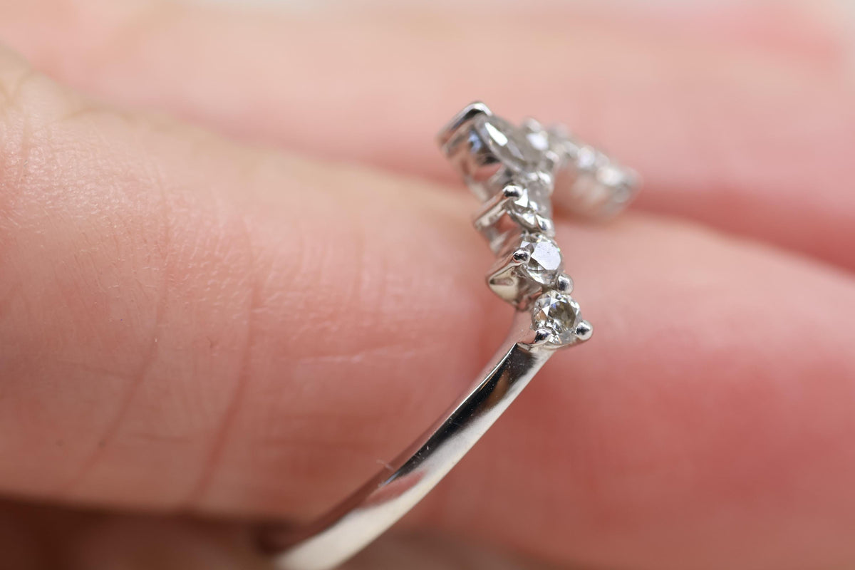 Cremation Crown Ring, Ashes Marquise Cubic Zirconia Stacking Ring