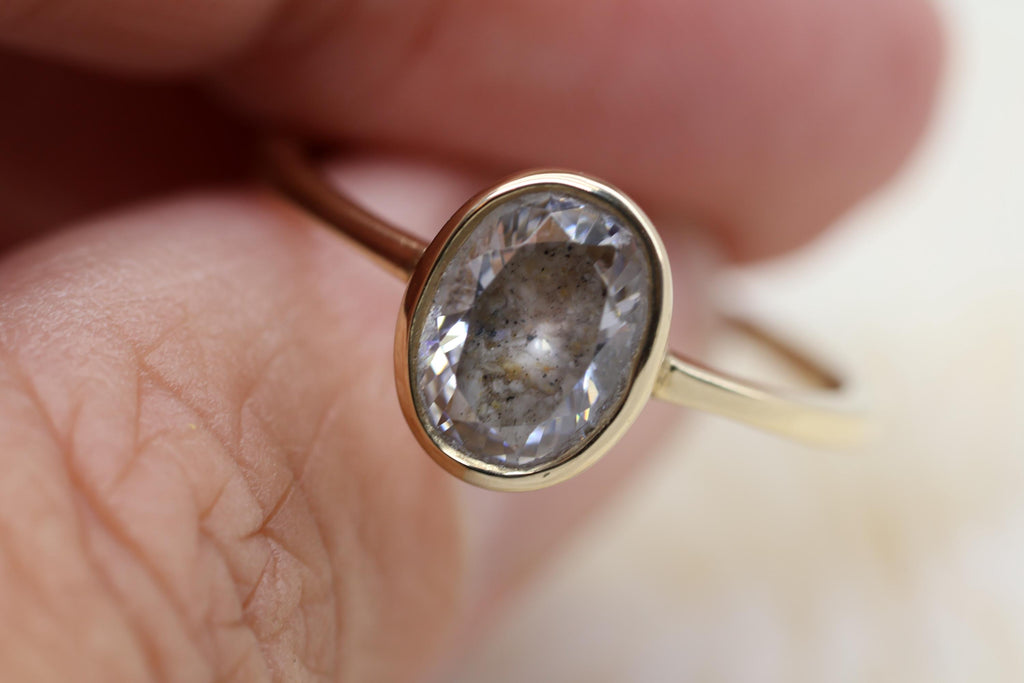 Cremation Oval Cubic Zirconia Ashes Ring