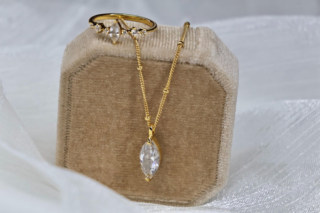 Cremation Marquise CZ Diamond Ring, Ashes Keepsake Ring