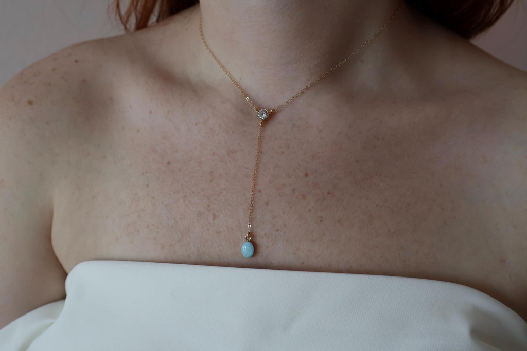 Something Blue Bridal Cremation Opal Keepsake Necklace