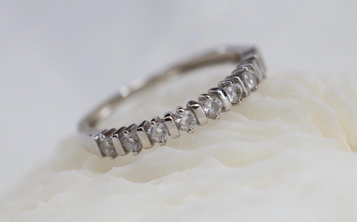 Cremation Ashes Tennis Ring, Half Eternity Band