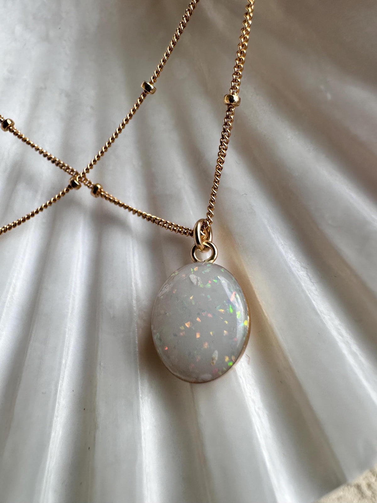 Eternity Opal Cremation Necklace, White Opal Ashes Jewelry