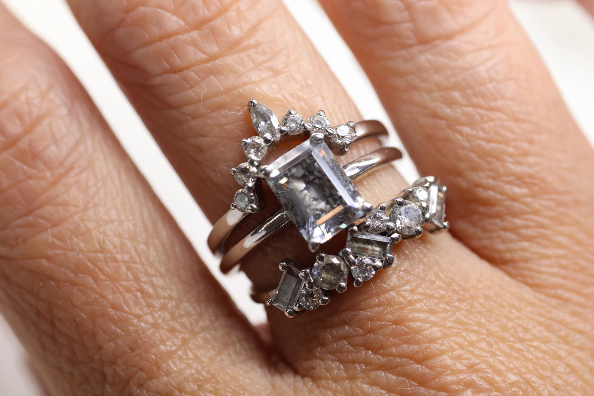 Cremation Crown Ring, Ashes Marquise Cubic Zirconia Stacking Ring