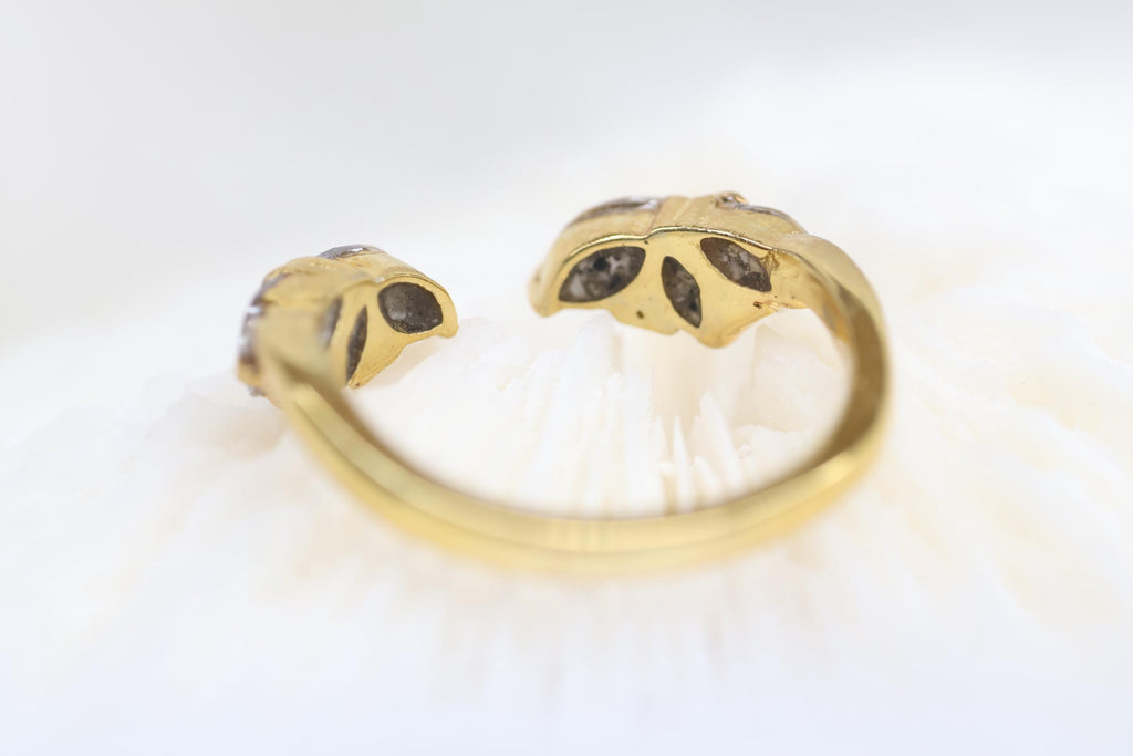 Open Bypass Cremation Ring with Marquise & Round CZ Stones