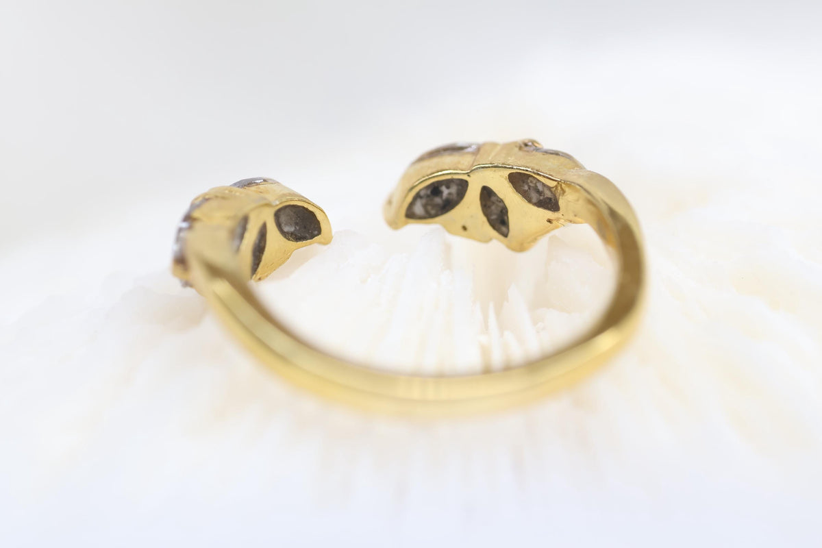 Open Bypass Cremation Ring with Marquise & Round CZ Stones