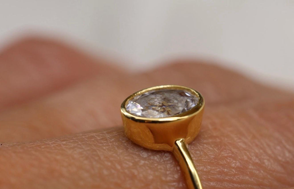 Cremation Oval Cubic Zirconia Ashes Ring