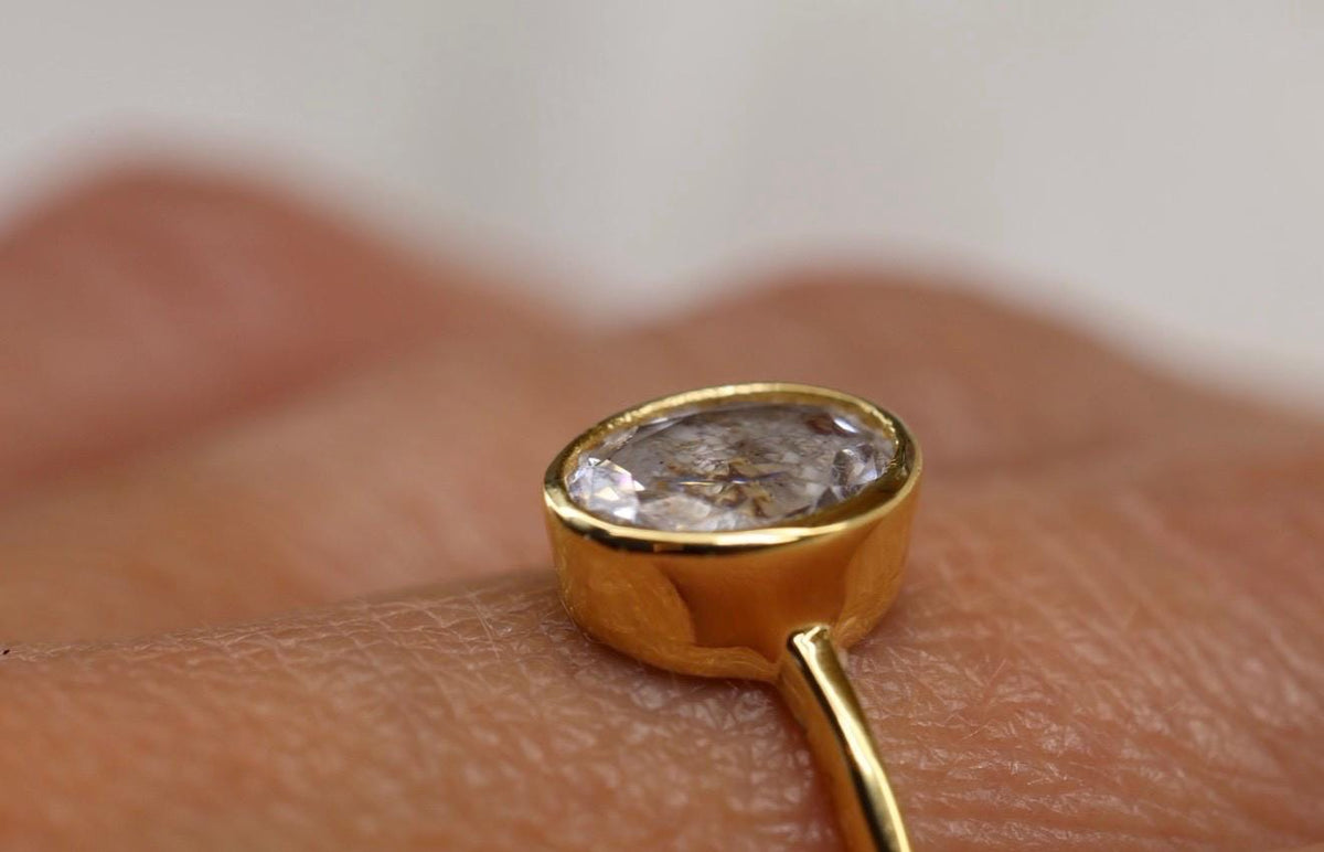 Cremation Oval Cubic Zirconia Ashes Ring