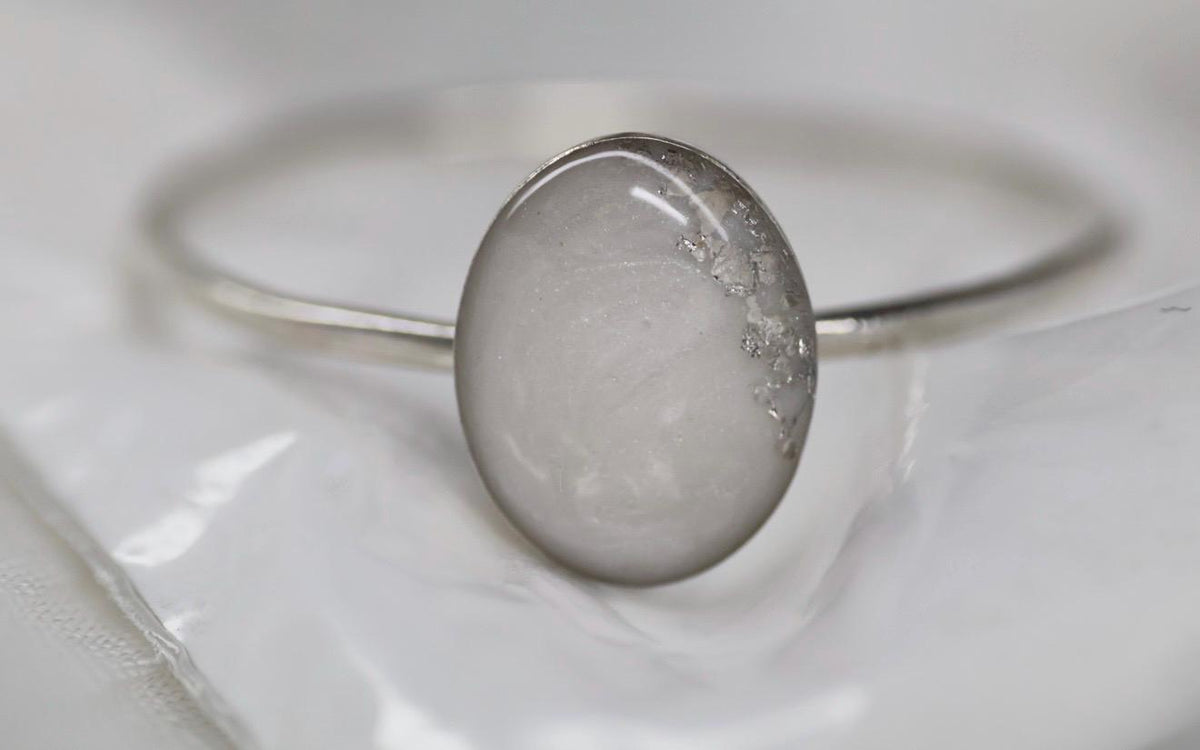 Breastmilk Pearlescent Ring, Gold or Silver Flake Mother’s Milk Ring