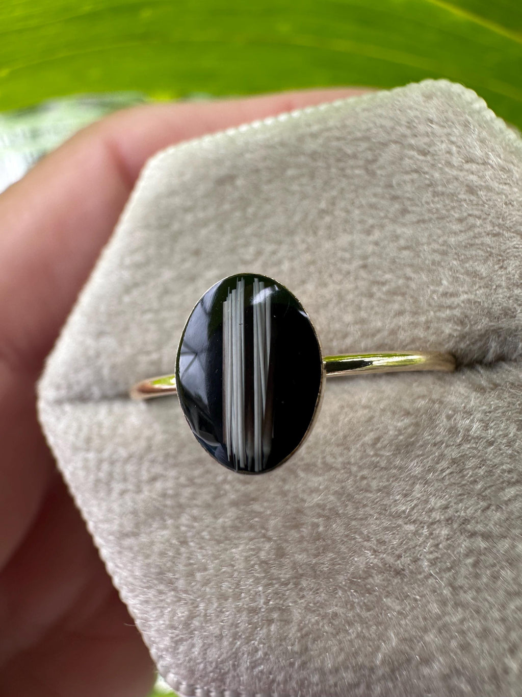Whisker Keepsake Ring, Black Resin Stone, Pet Memorial Jewelry