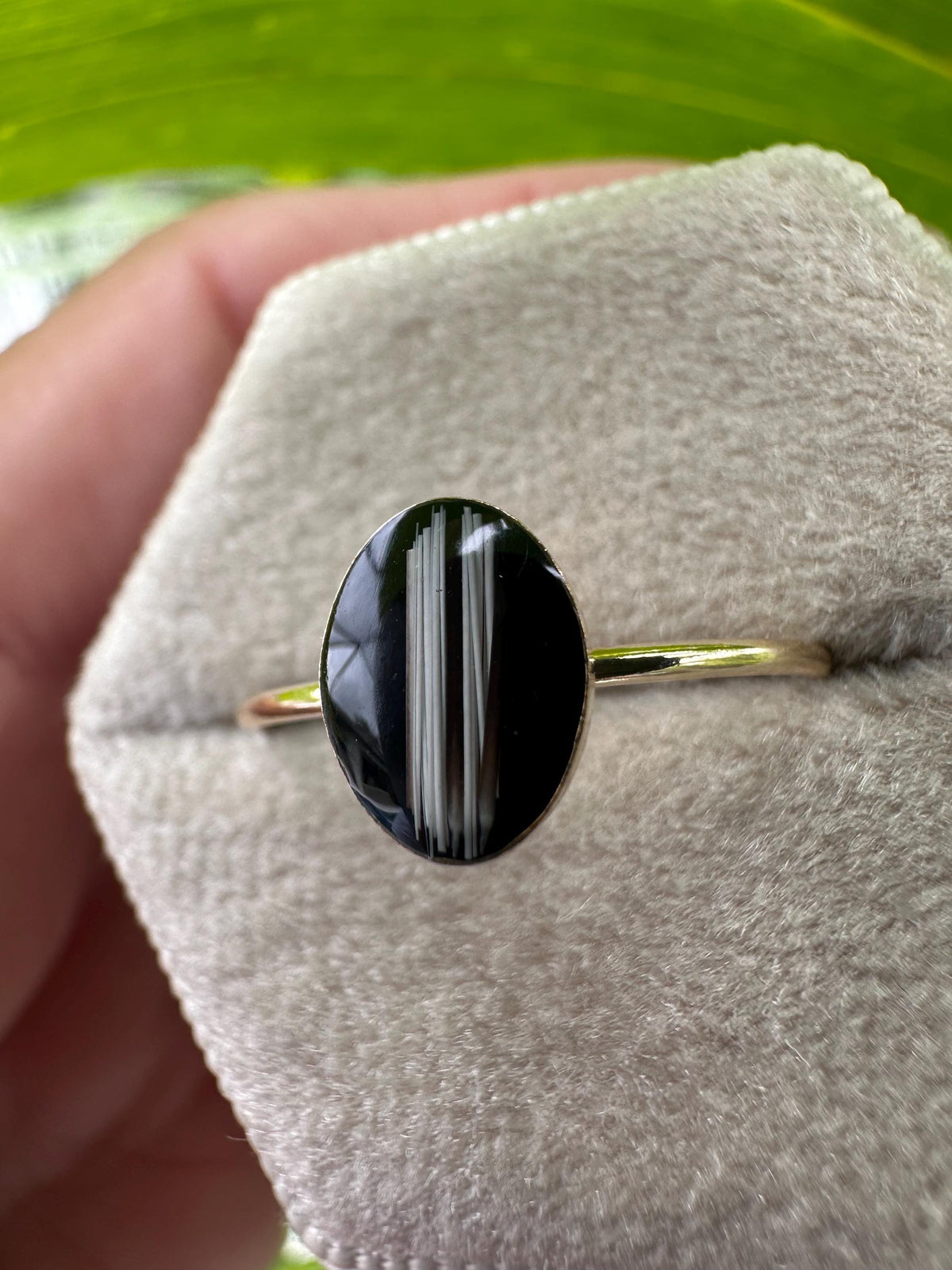 Whisker Keepsake Ring, Black Resin Stone, Pet Memorial Jewelry