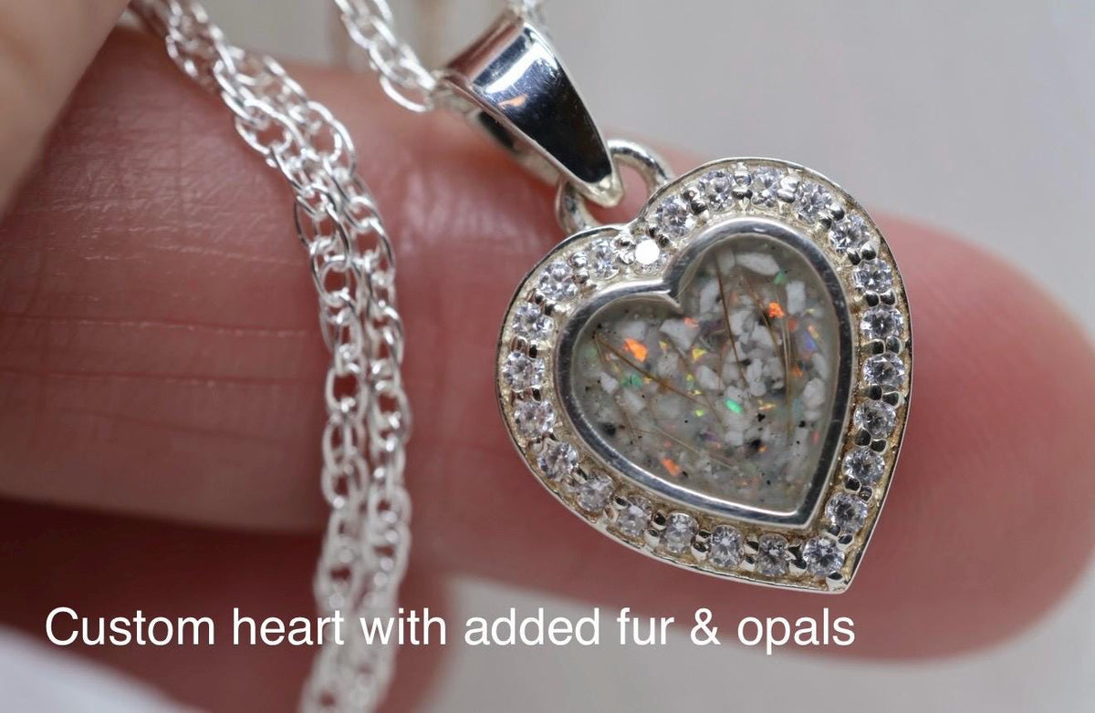 Heart Cremation Necklace, Pave Heart Ashes Jewelry