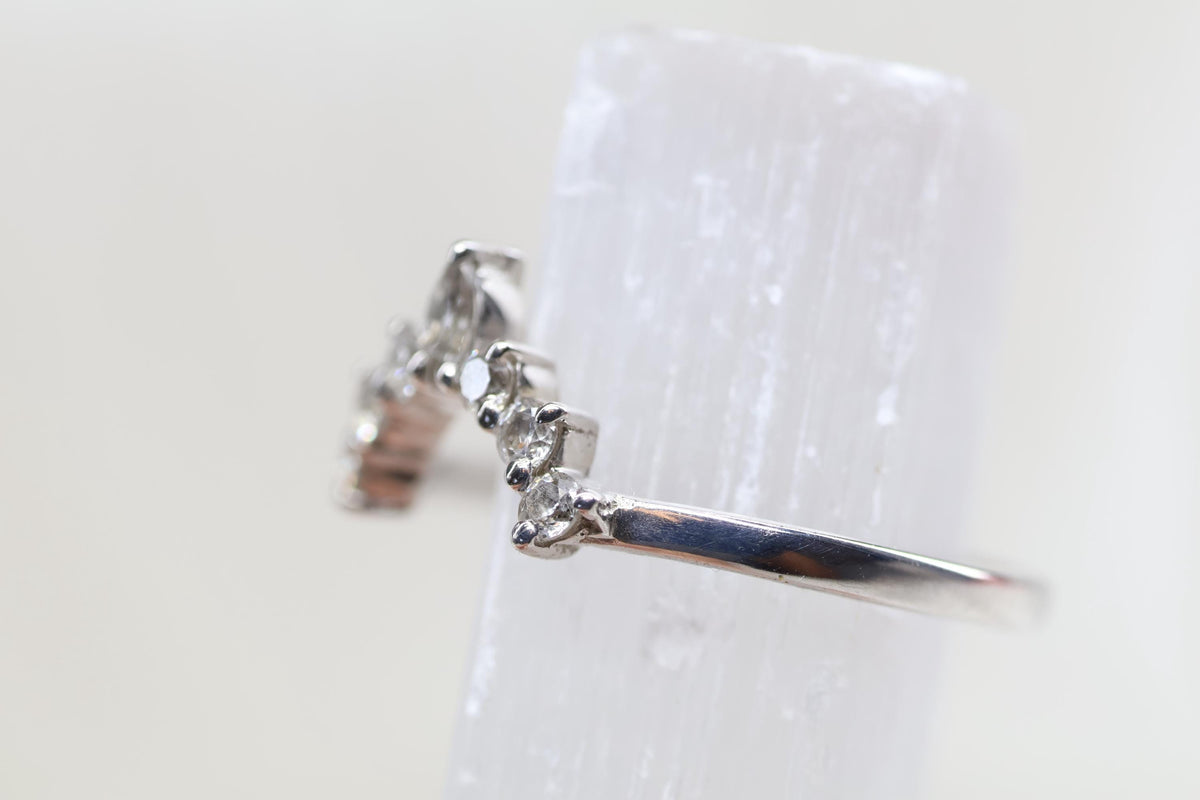 Cremation Crown Ring, Ashes Marquise Cubic Zirconia Stacking Ring