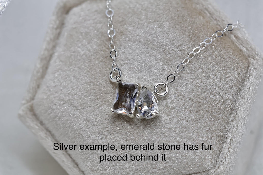 Emerald & Pear Cut Cremation Necklace for Ashes – Birthstone Memorial Jewelry