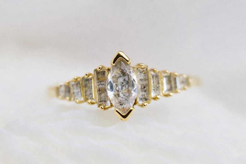 Cremation Ashes Ring, Art Deco Jewelry, Marquise CZ Halo Memorial Ring