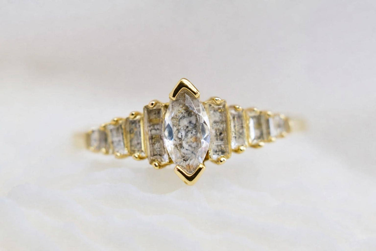 Cremation Ashes Ring, Art Deco Jewelry, Marquise CZ Halo Memorial Ring