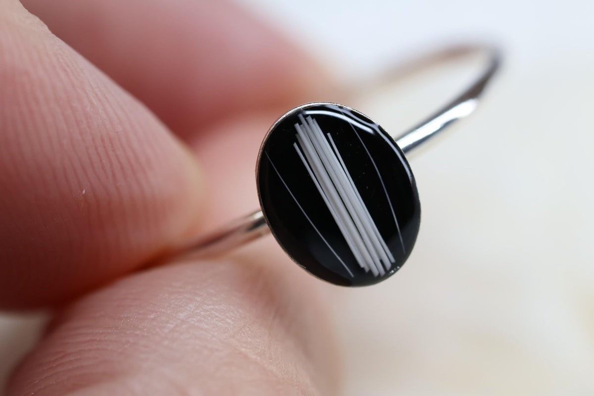 Whisker Keepsake Ring, Black Resin Stone, Pet Memorial Jewelry