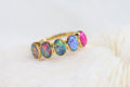 Ombré Opal Cremation Ring, Half Eternity Band Ashes Keepsake Ring