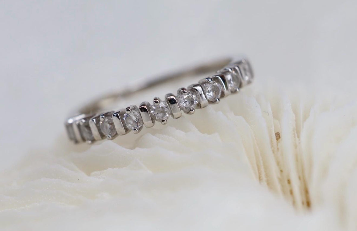 Cremation Ashes Tennis Ring, Half Eternity Band