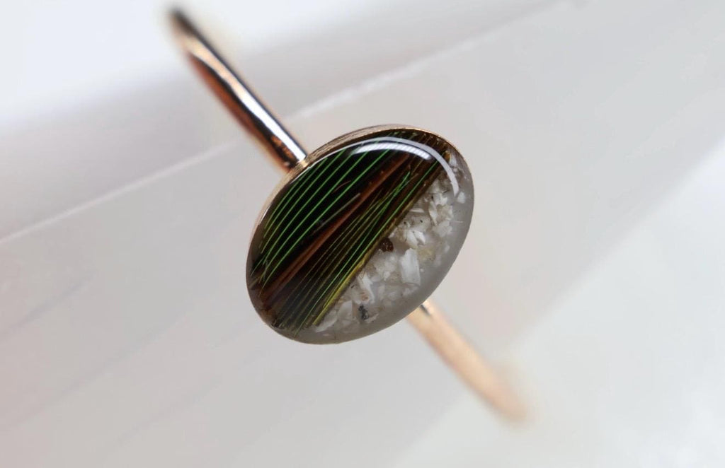 Feather Cremation Ashes Ring, Pet Bird Keepsake, Bird Urn, Bird Memorial Ring