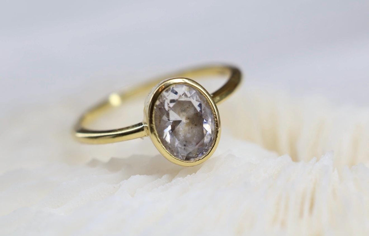 Cremation Oval Cubic Zirconia Ashes Ring