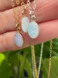 Small Oval Cremation Necklace – White Opal Memorial Stone