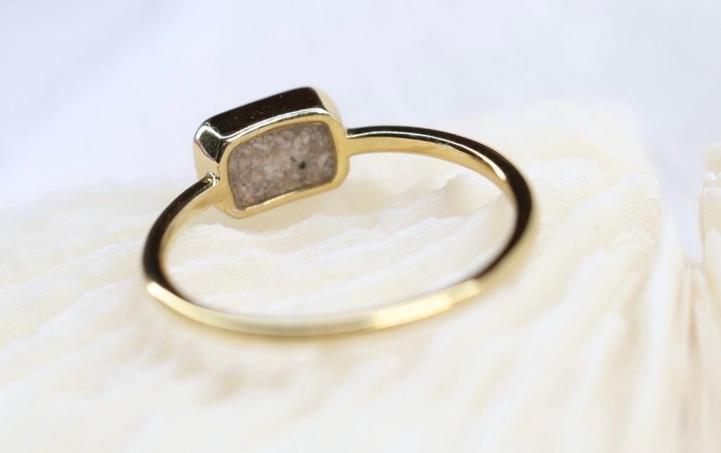 East-West Emerald Cut Cremation Ashes Ring