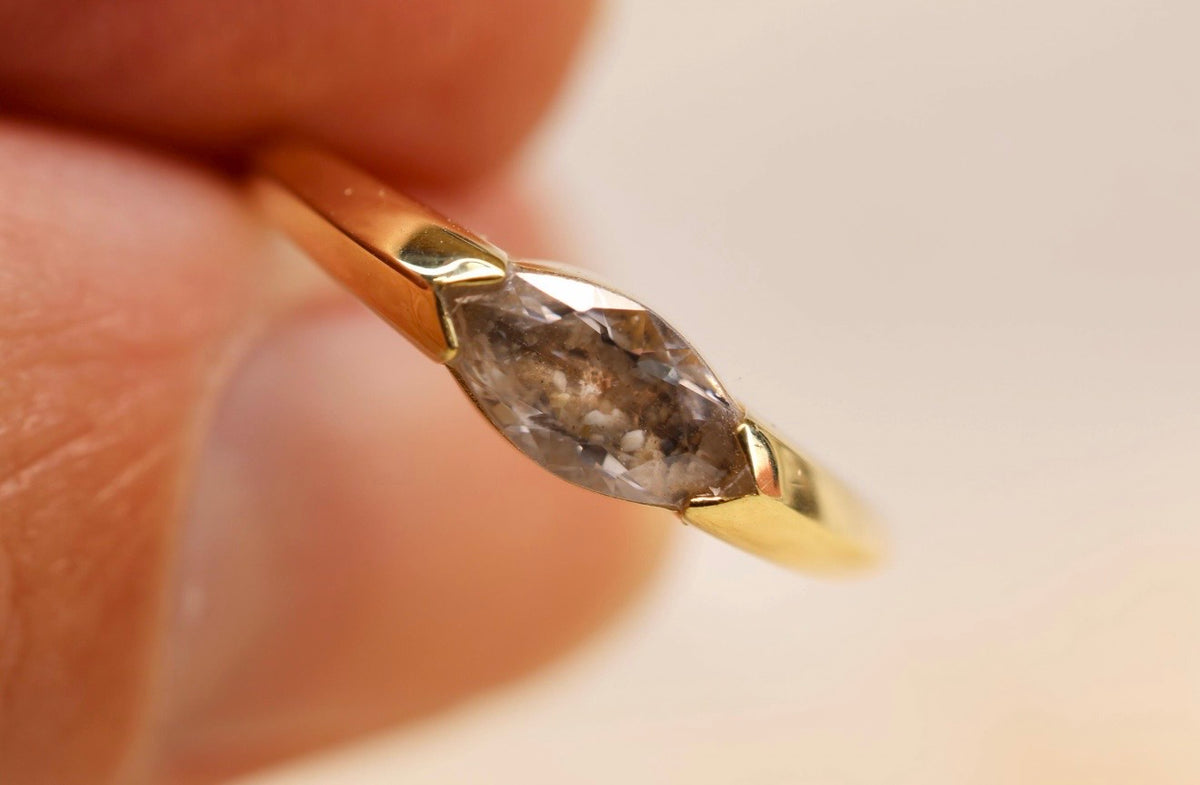East-West Marquise Cremation Ashes Ring
