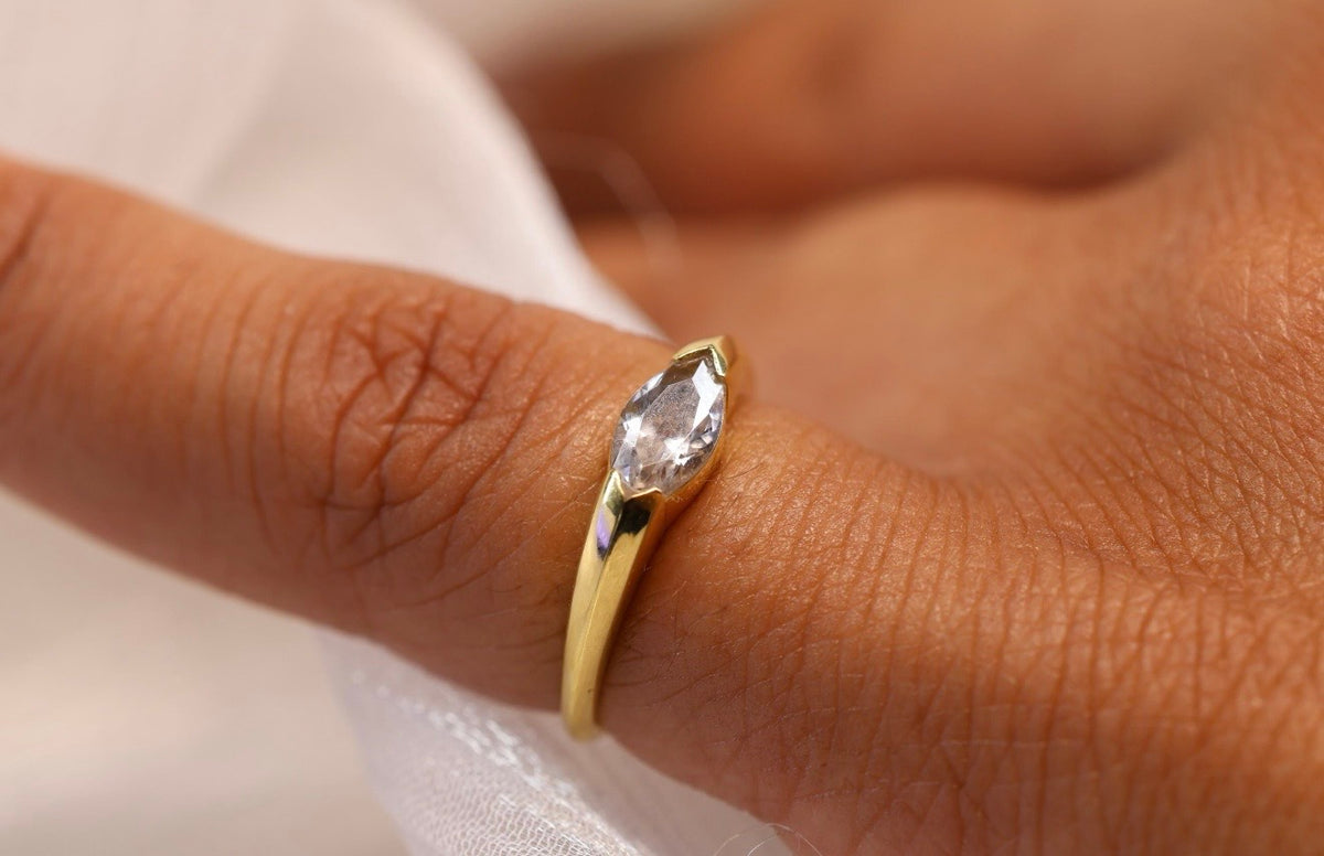East-West Marquise Cremation Ashes Ring