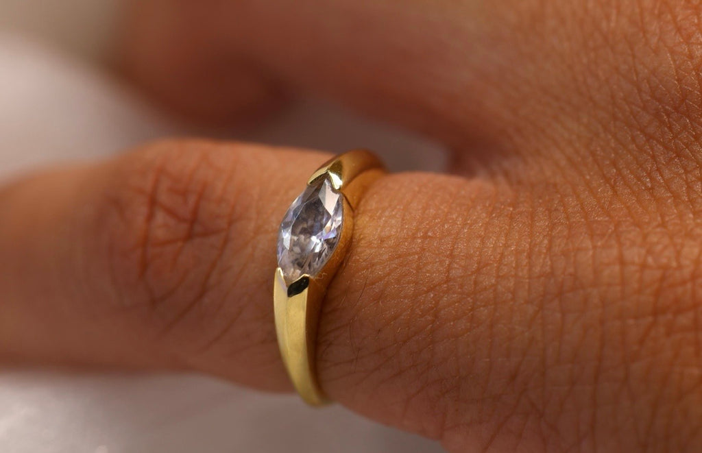 East-West Marquise Cremation Ashes Ring