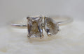Toi et Moi Cremation Ashes Ring, Emerald & Pear Cut Ring