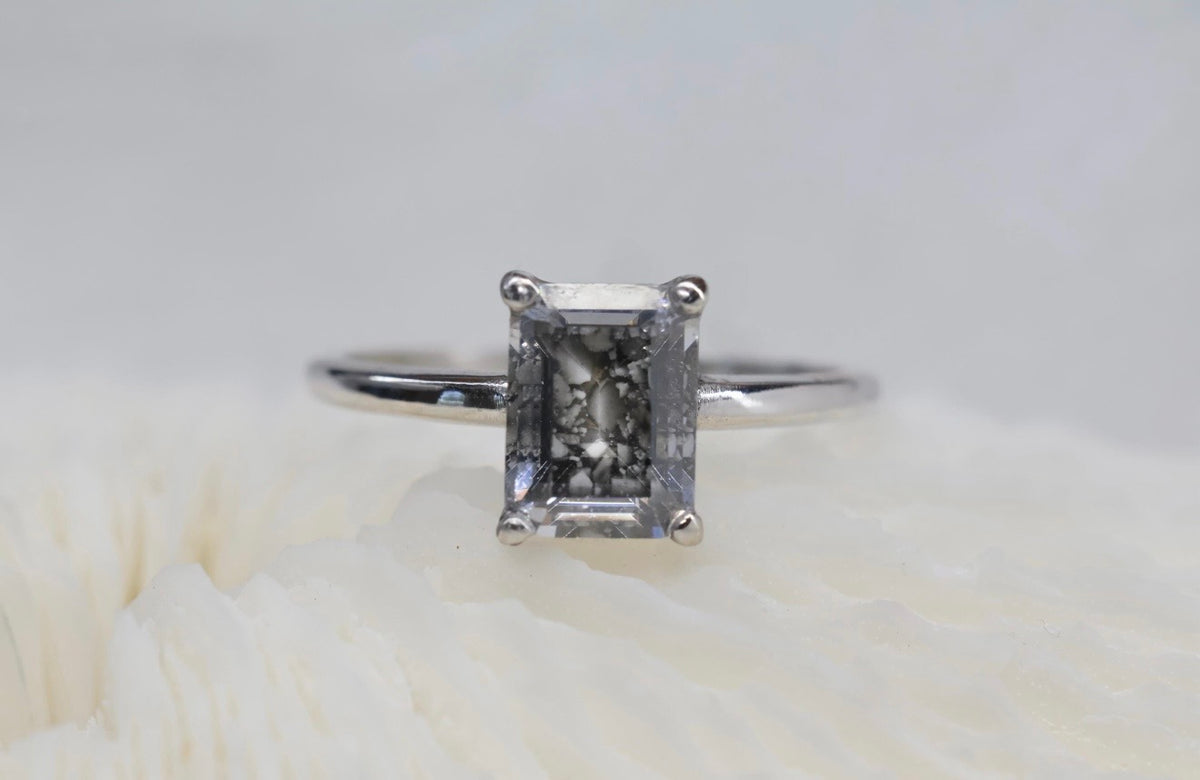 The Portrait 2 Carat Emerald Cut Cremation Ring
