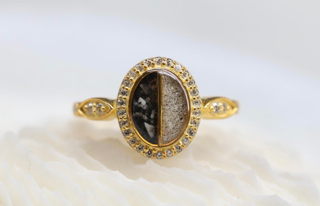Split Double Stone Cremation Ashes Ring