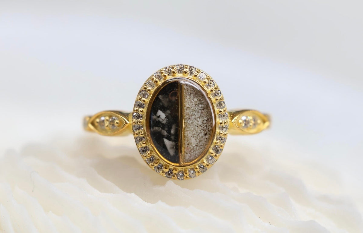 Split Double Stone Cremation Ashes Ring