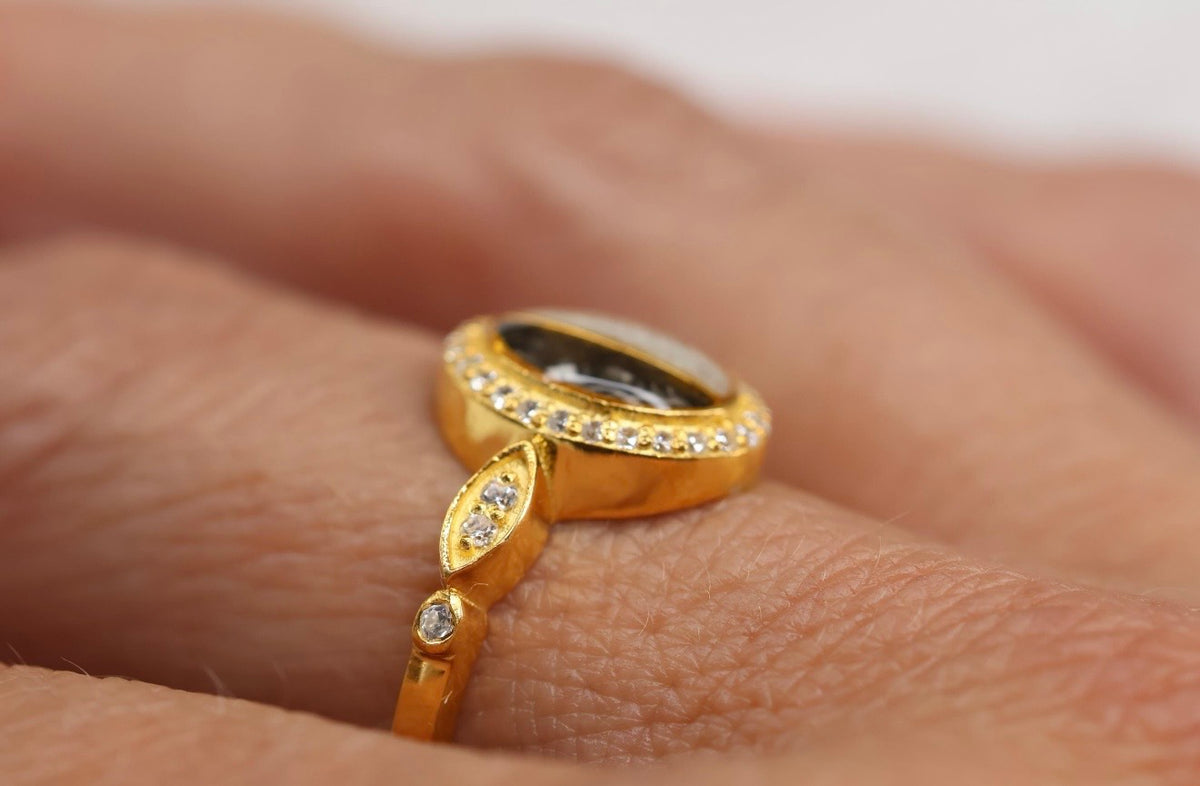 Split Double Stone Cremation Ashes Ring
