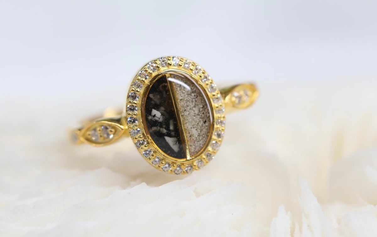 Split Double Stone Cremation Ashes Ring