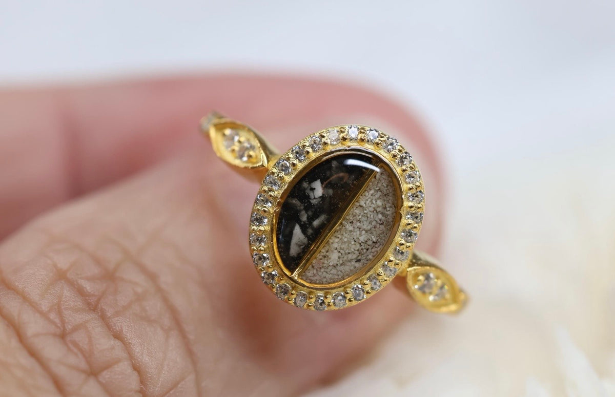 Split Double Stone Cremation Ashes Ring