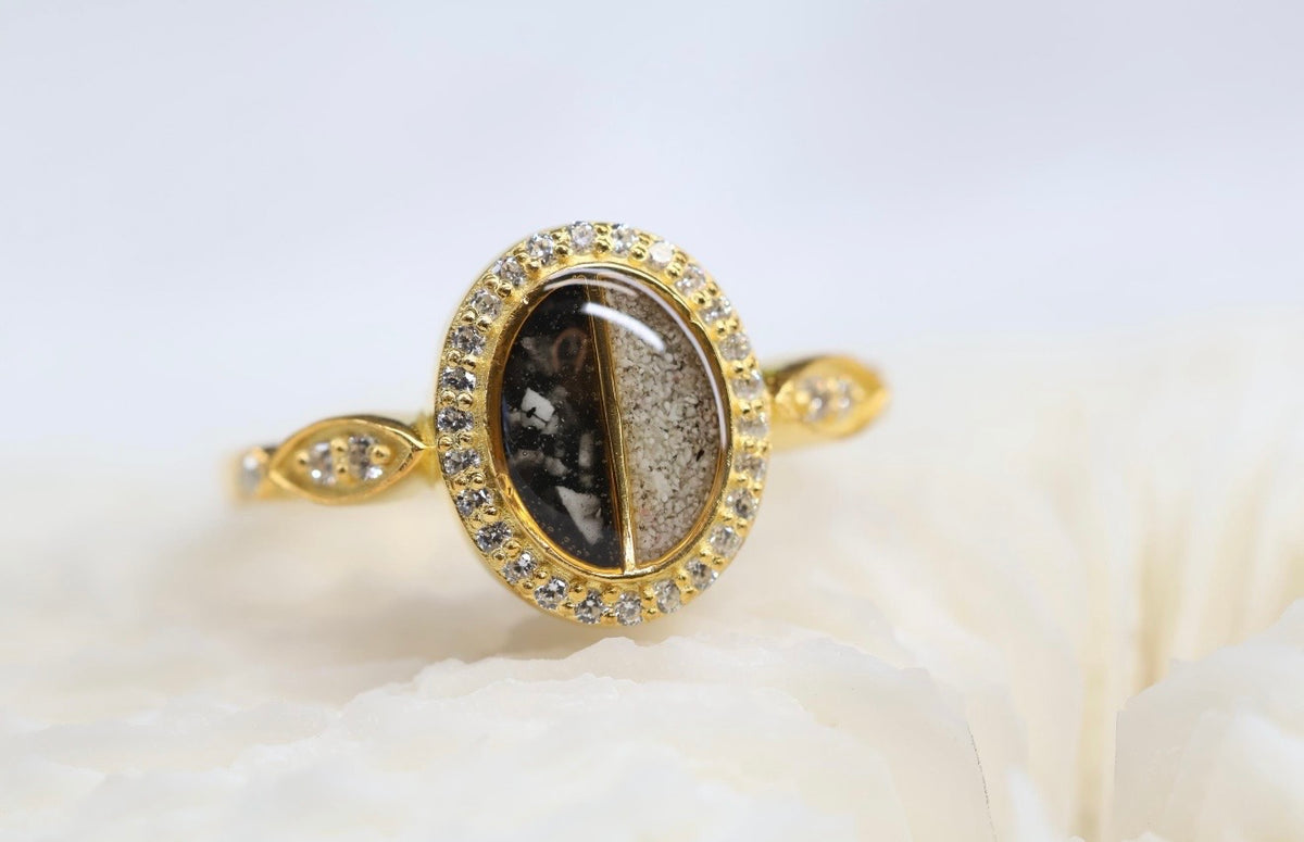 Split Double Stone Cremation Ashes Ring