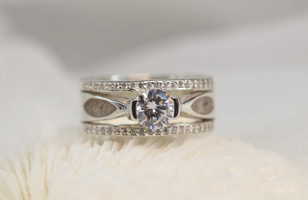 Wide Band CZ Pavé Cremation Ashes Ring