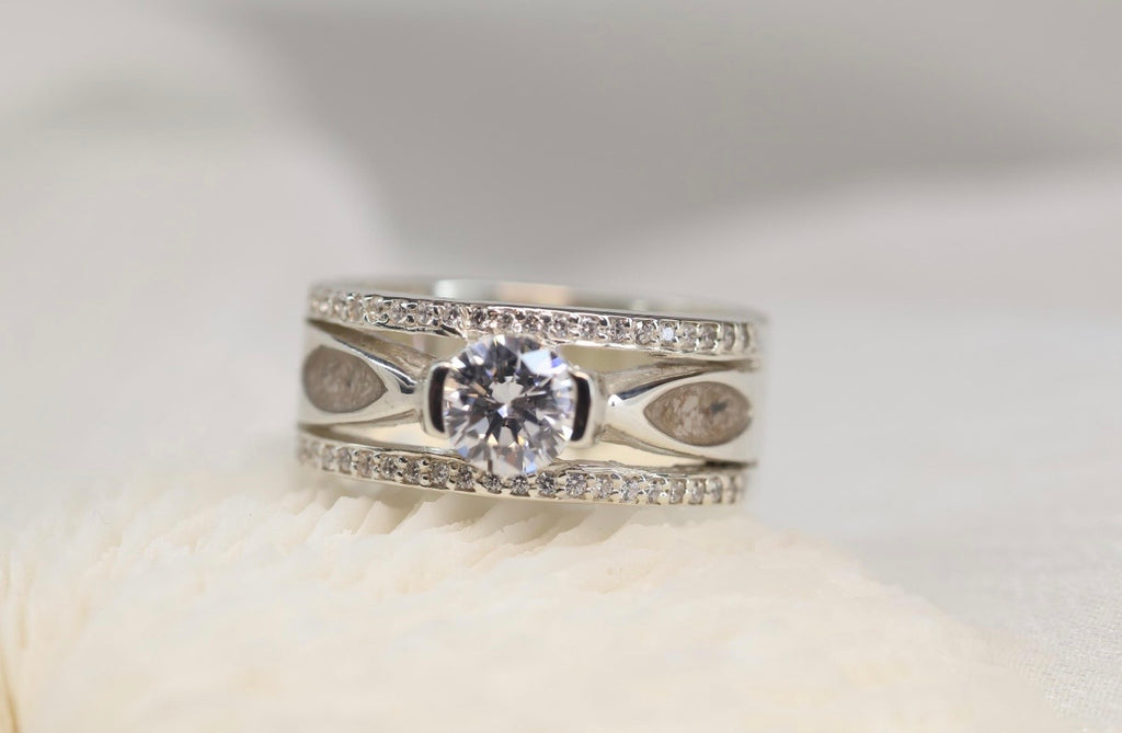 Wide Band CZ Pavé Cremation Ashes Ring