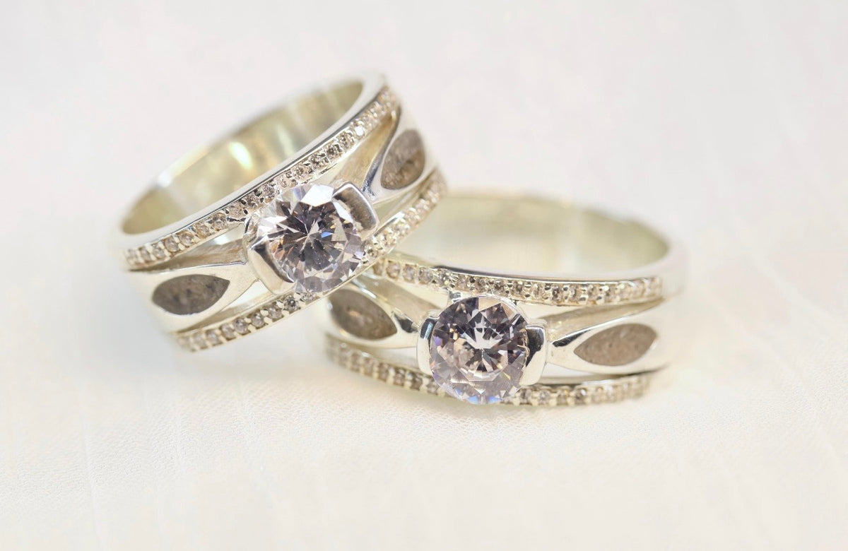 Wide Band CZ Pavé Cremation Ashes Ring
