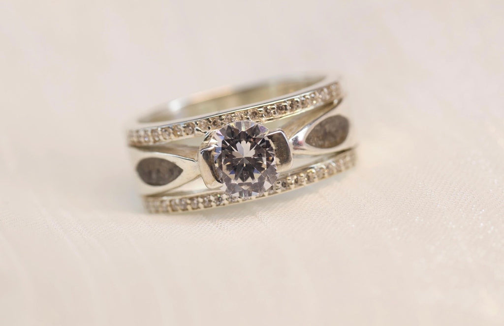 Wide Band CZ Pavé Cremation Ashes Ring