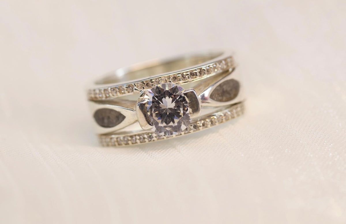 Wide Band CZ Pavé Cremation Ashes Ring