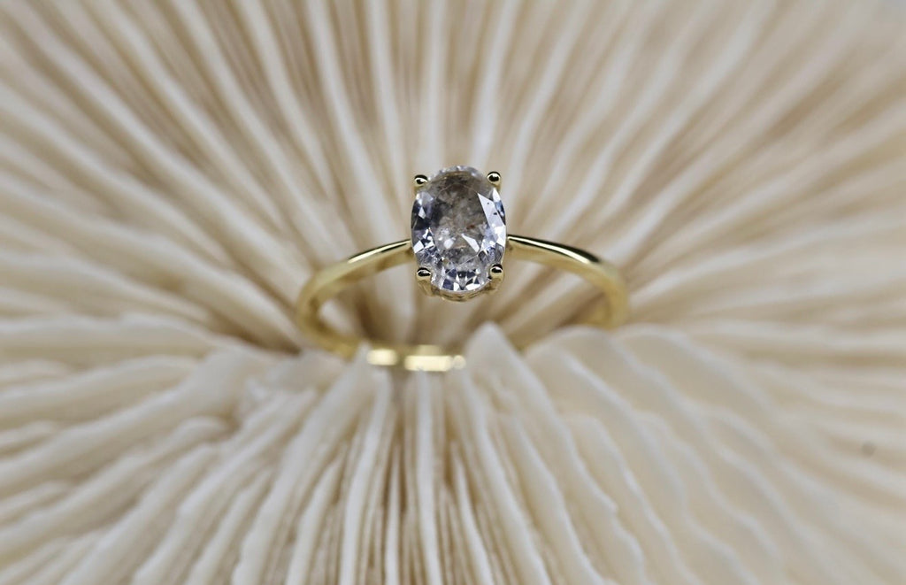 Elongated Oval CZ Cremation Ashes Ring, 1 Carat Memorial Solitaire Ring