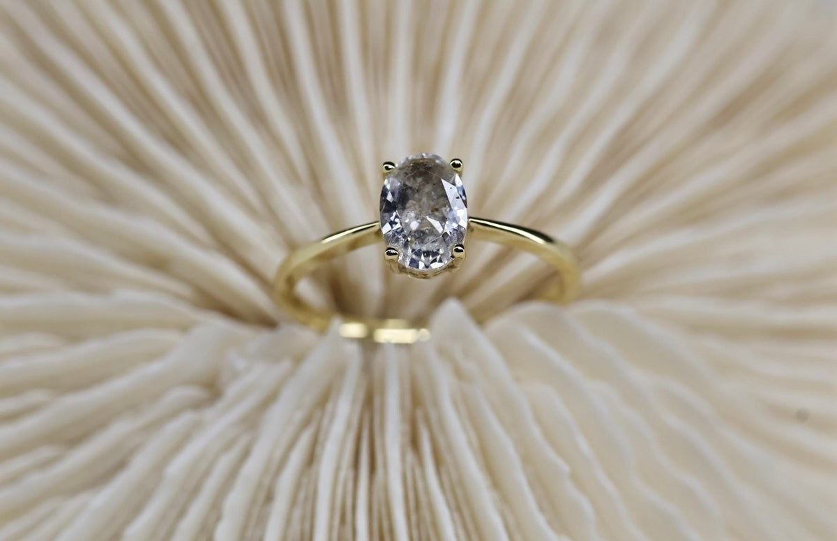 Elongated Oval CZ Cremation Ashes Ring, 1 Carat Memorial Solitaire Ring