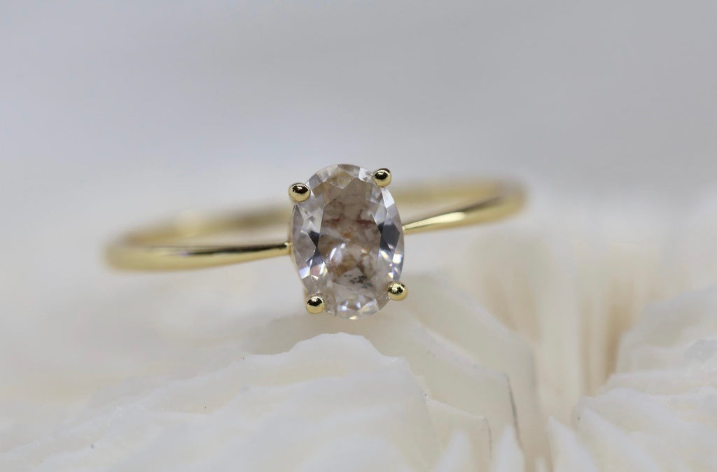 Elongated Oval CZ Cremation Ashes Ring, 1 Carat Memorial Solitaire Ring