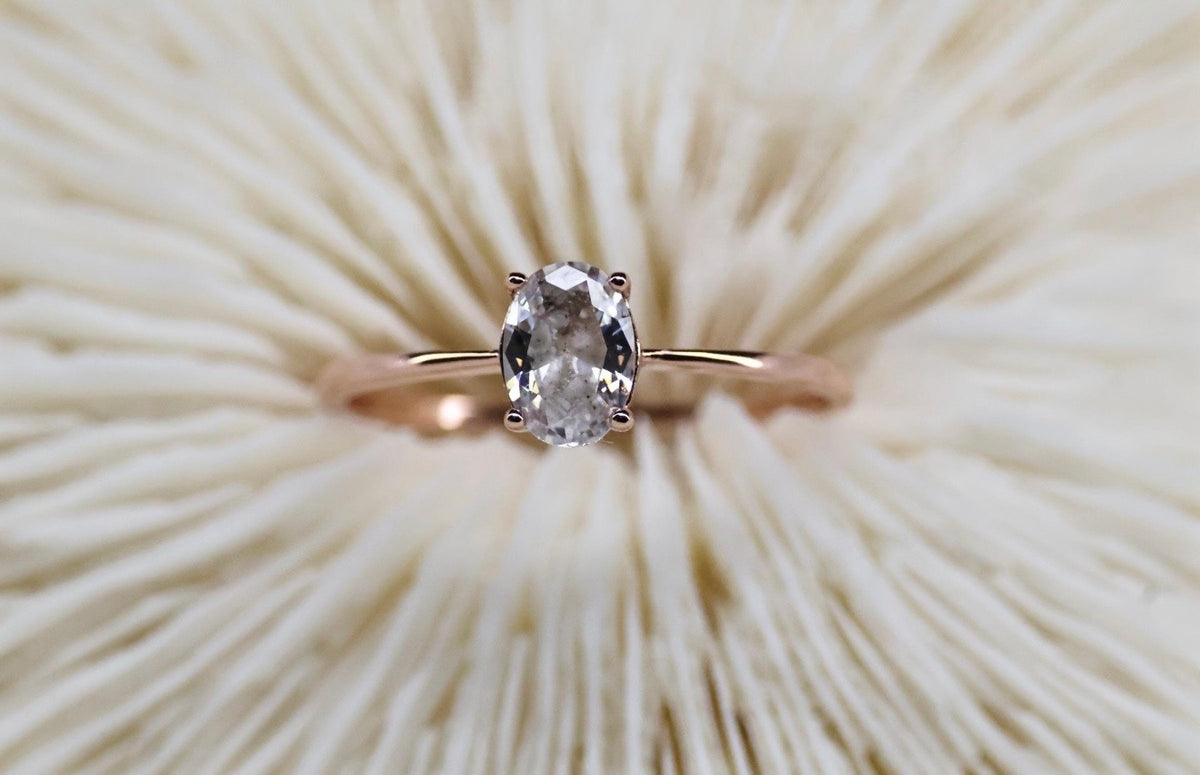 Elongated Oval CZ Cremation Ashes Ring, 1 Carat Memorial Solitaire Ring