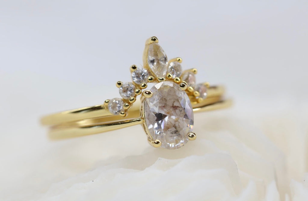 Elongated Oval CZ Cremation Ashes Ring, 1 Carat Memorial Solitaire Ring
