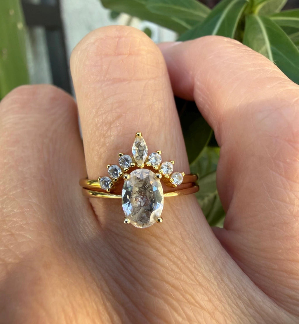 Elongated Oval CZ Cremation Ashes Ring, 1 Carat Memorial Solitaire Ring